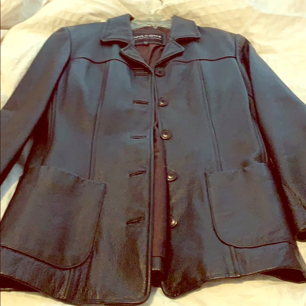 Black leather blazer jacket